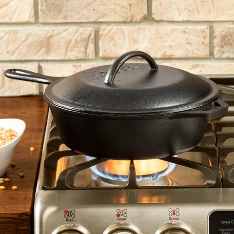 Cast Iron Covered Deep Skillet