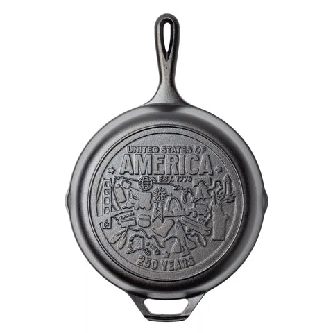 Lodge 10.25 Inch Seasoned Cast Iron Skillet, USA Icons