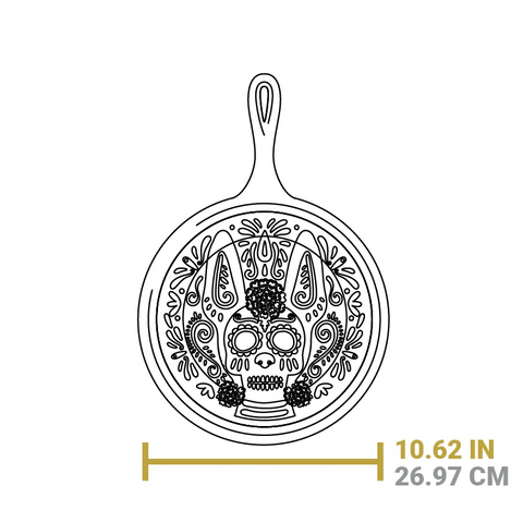 10.5 Inch Seasoned Cast Iron Xolo Sugar Skull Griddle