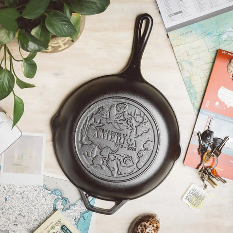 Lodge Chef Collection 10 Inch Seasoned Cast Iron Skillet, USA Frontier