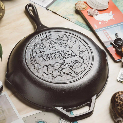 Lodge Chef Collection 10 Inch Seasoned Cast Iron Skillet, USA Frontier